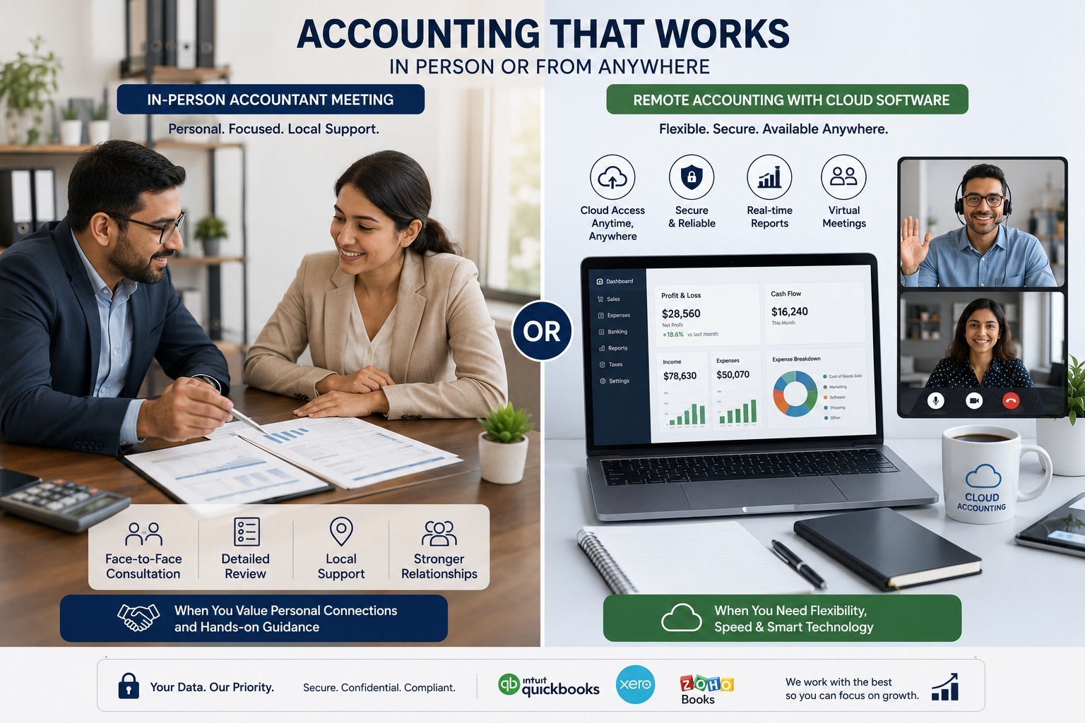 In-person accountant meeting versus remote accounting